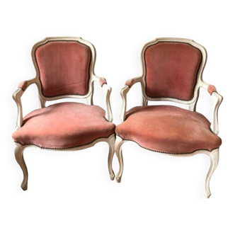 Pairs of Louis XV style convertible armchairs