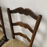 Pair of rustic oak straw chairs