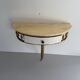 Floating wall console with drawer, brass body and marble top, 1960s, Italy