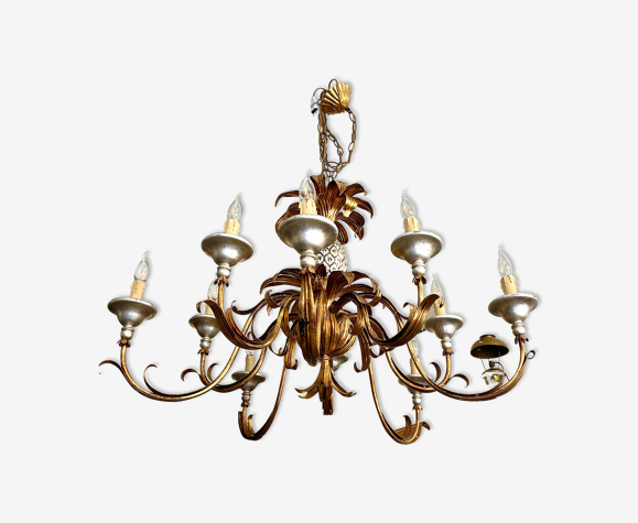 Grand lustre ananas diamètre 102 cm des années 50/60