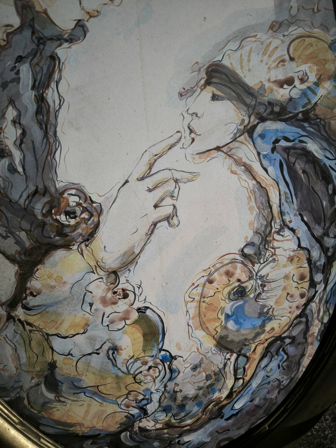 Easel and watercolor painting circa 1925