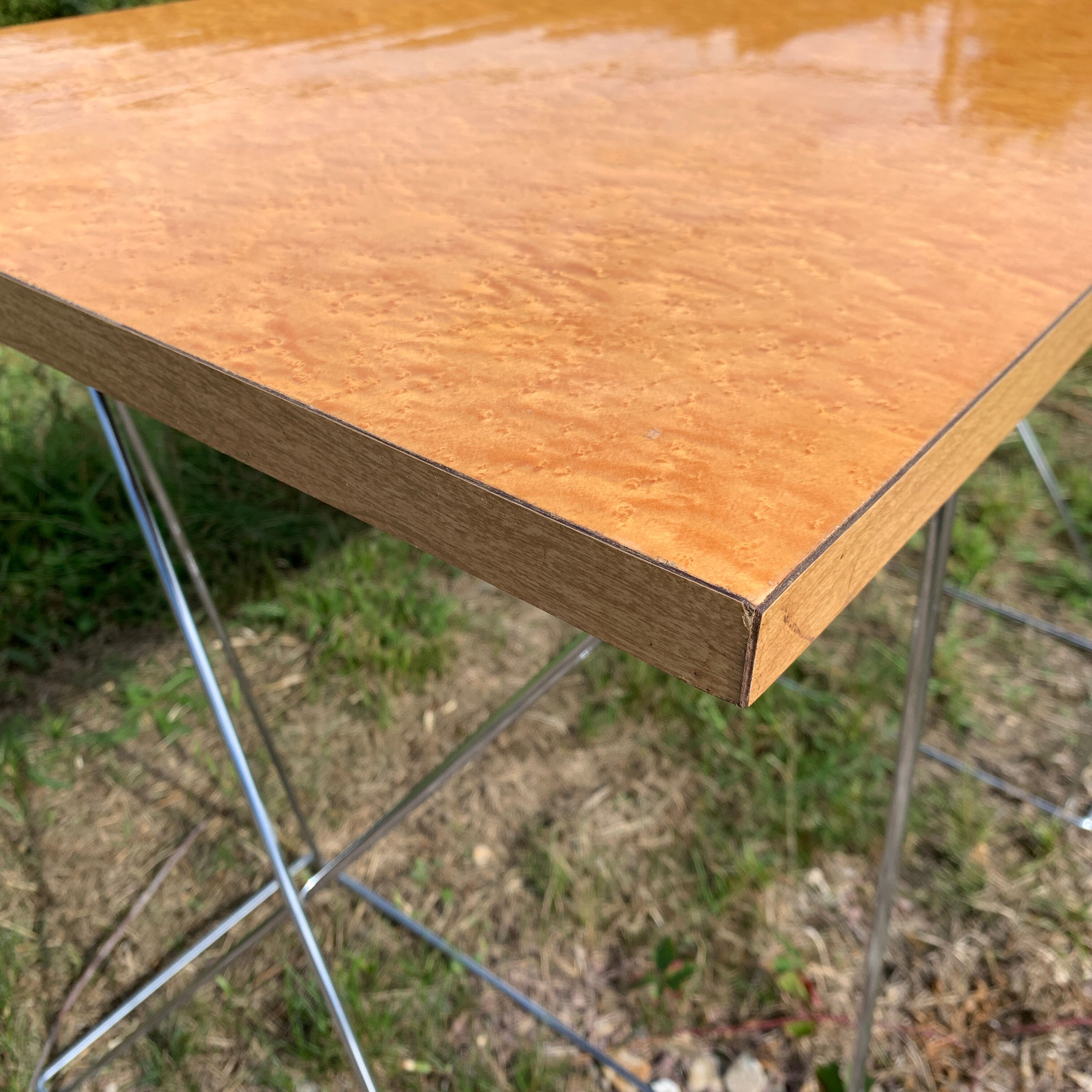 Office chrome trestles and magnifying glass tray