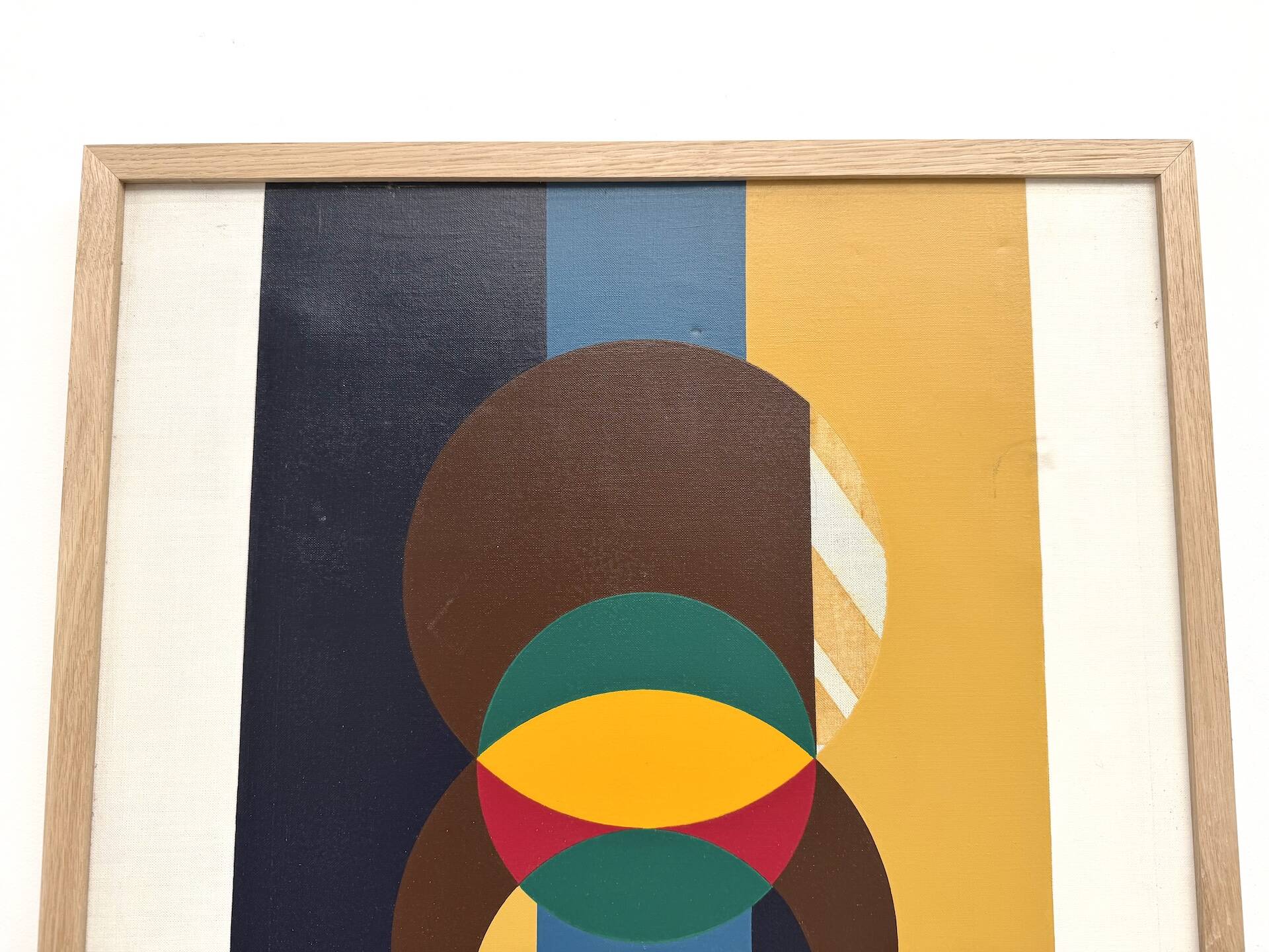 Composition with circles and vertical bands, oil on canvas.