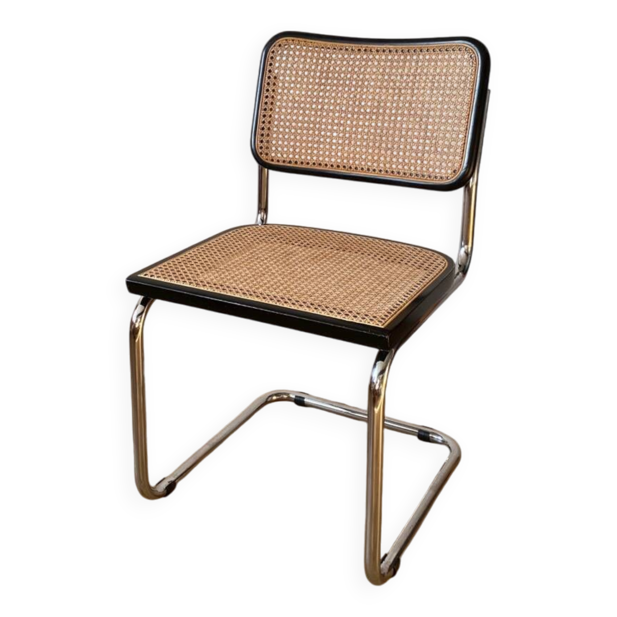 Chaise Cesca Breuer noire cannage et chrome