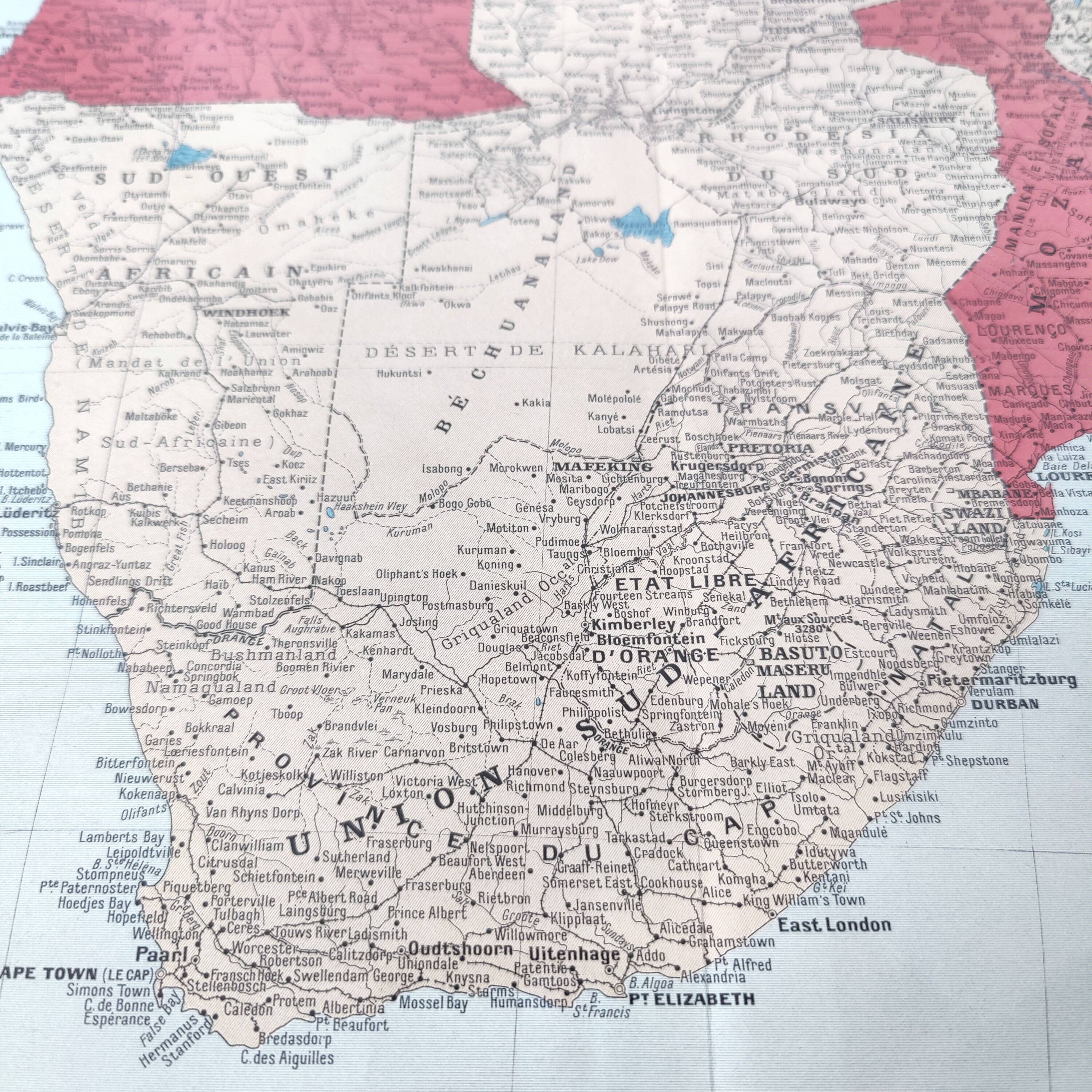 Vintage map of South Africa 38x43cm from 1950