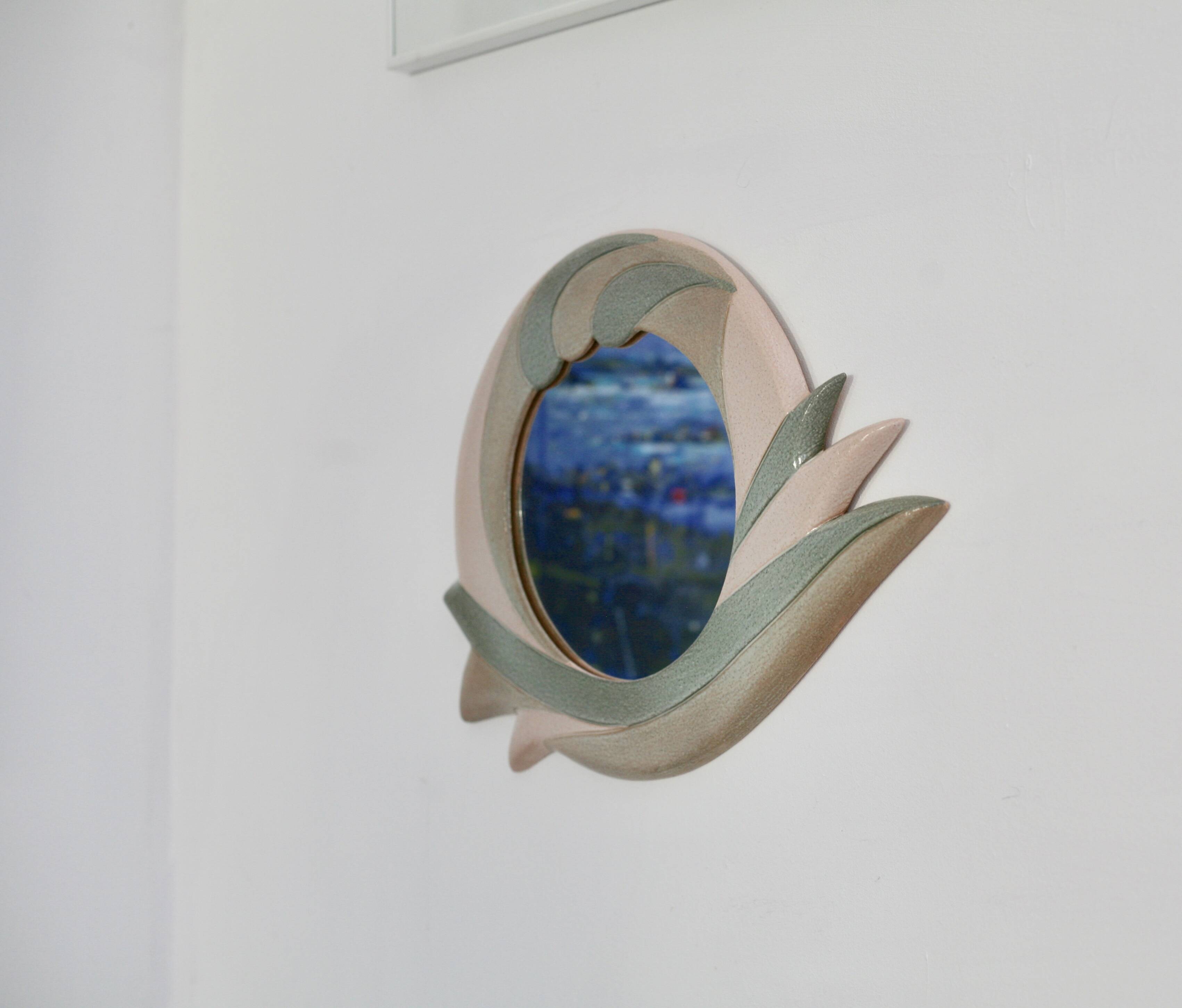 Ceramic mirror, 1970s, signed.