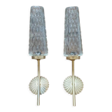 Pair of tulips and rosette wall lamp