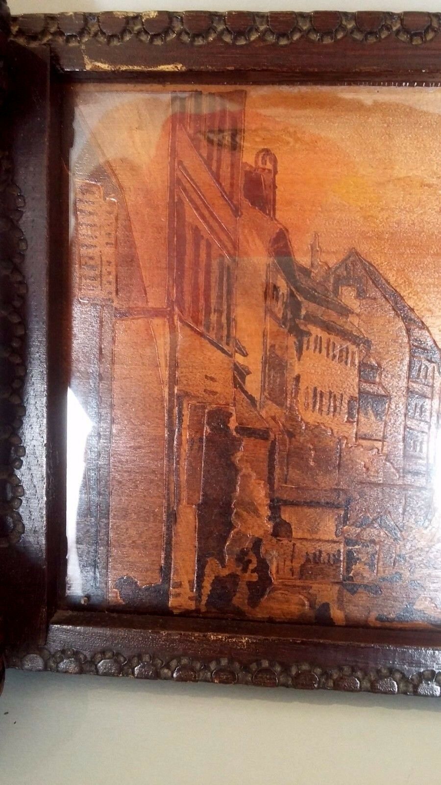 Strasbourg Alsace wooden serving tray signed
