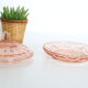 Pretty empty pink glass pocket, molded glass