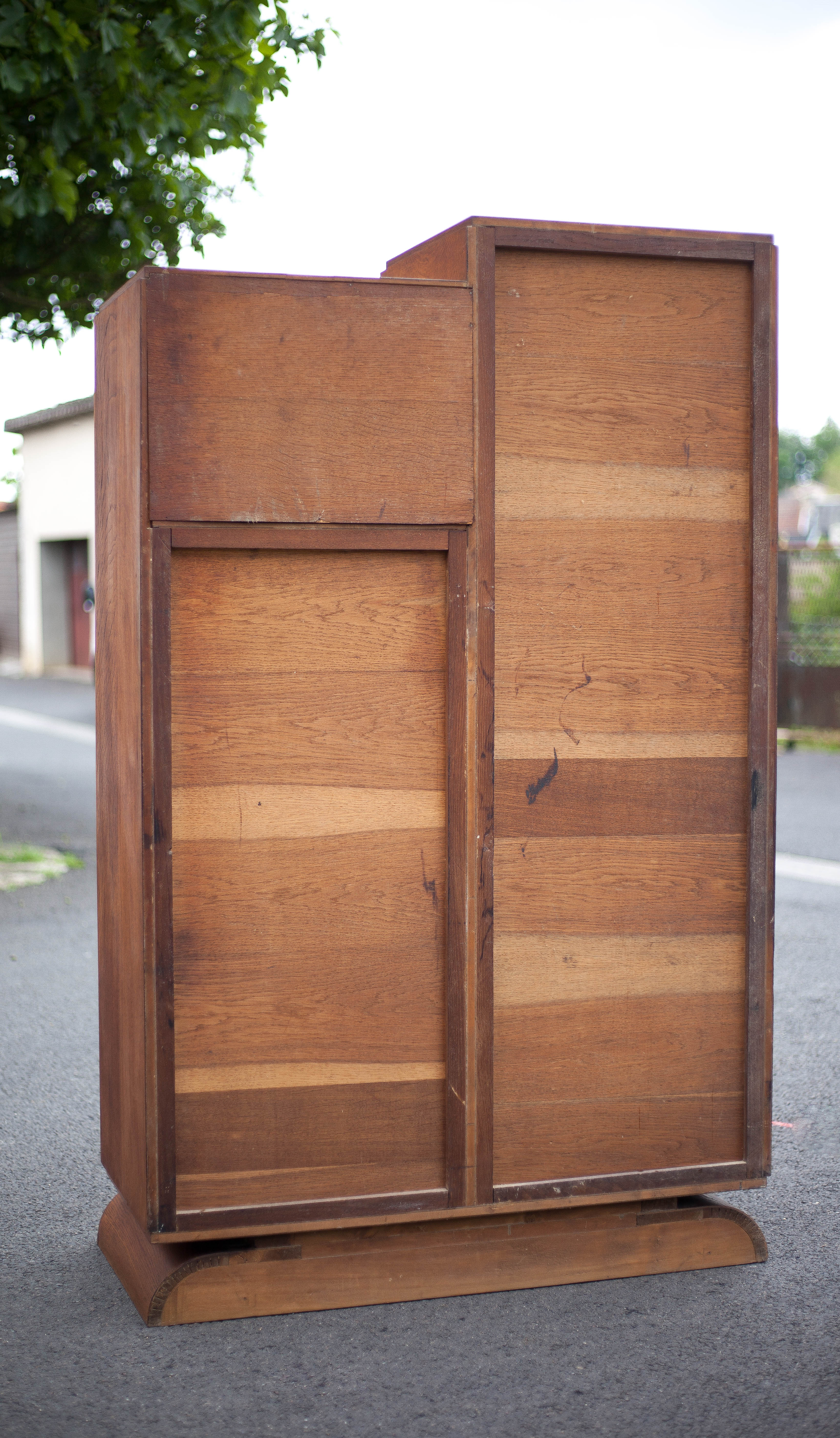 Art Deco cabinet, asymmetrical art deco cabinet, wood cabinet 40s