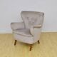 Swedish Velvet Wingback Armchair, 1950s