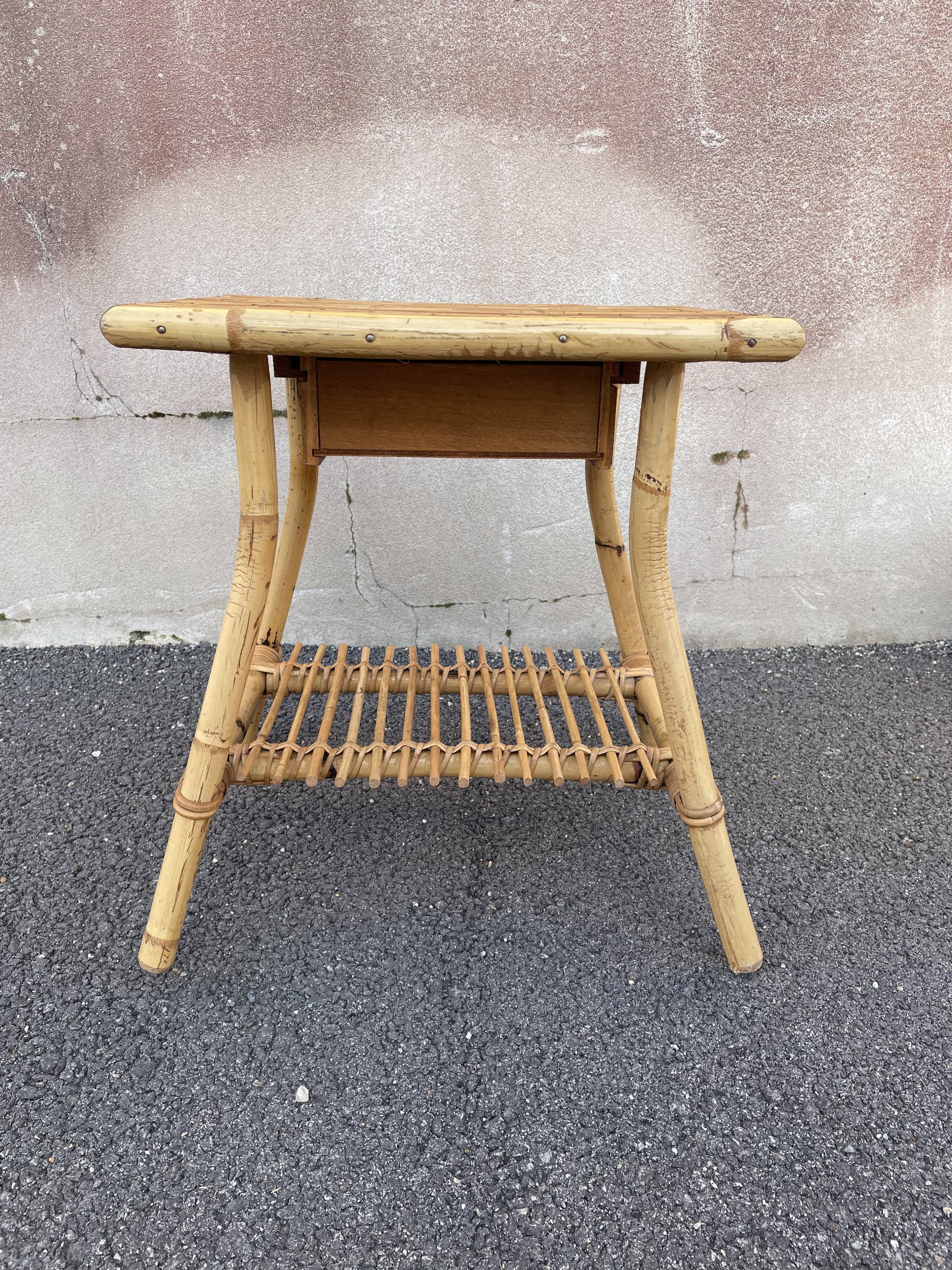 Rattan bedside and bamboo