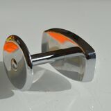 Vintage 80's chrome metal wall coat rack with 1 hook