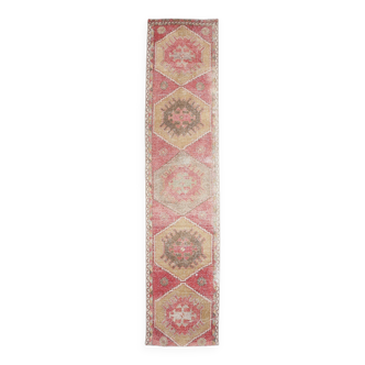Tapis de couloir tribal turc rouge 3x12 83x370 cm SK 24645