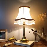 chic retro lamp in gold brass, pagoda lampshade imitation leather