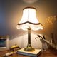 lampe rétro chic laiton doré, abat jour pagode imitation peau