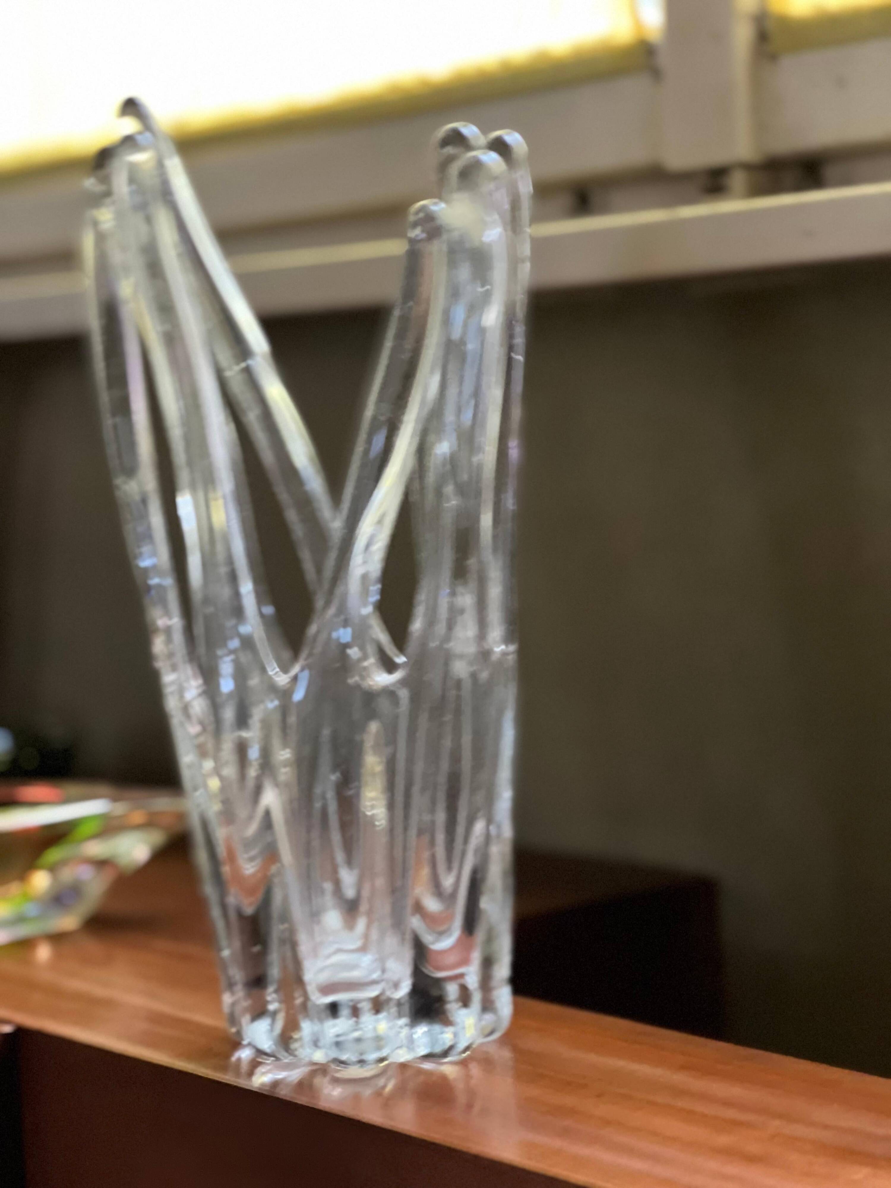 Vase de Murano - Sculpture en verre clair - Soufflé à la main
