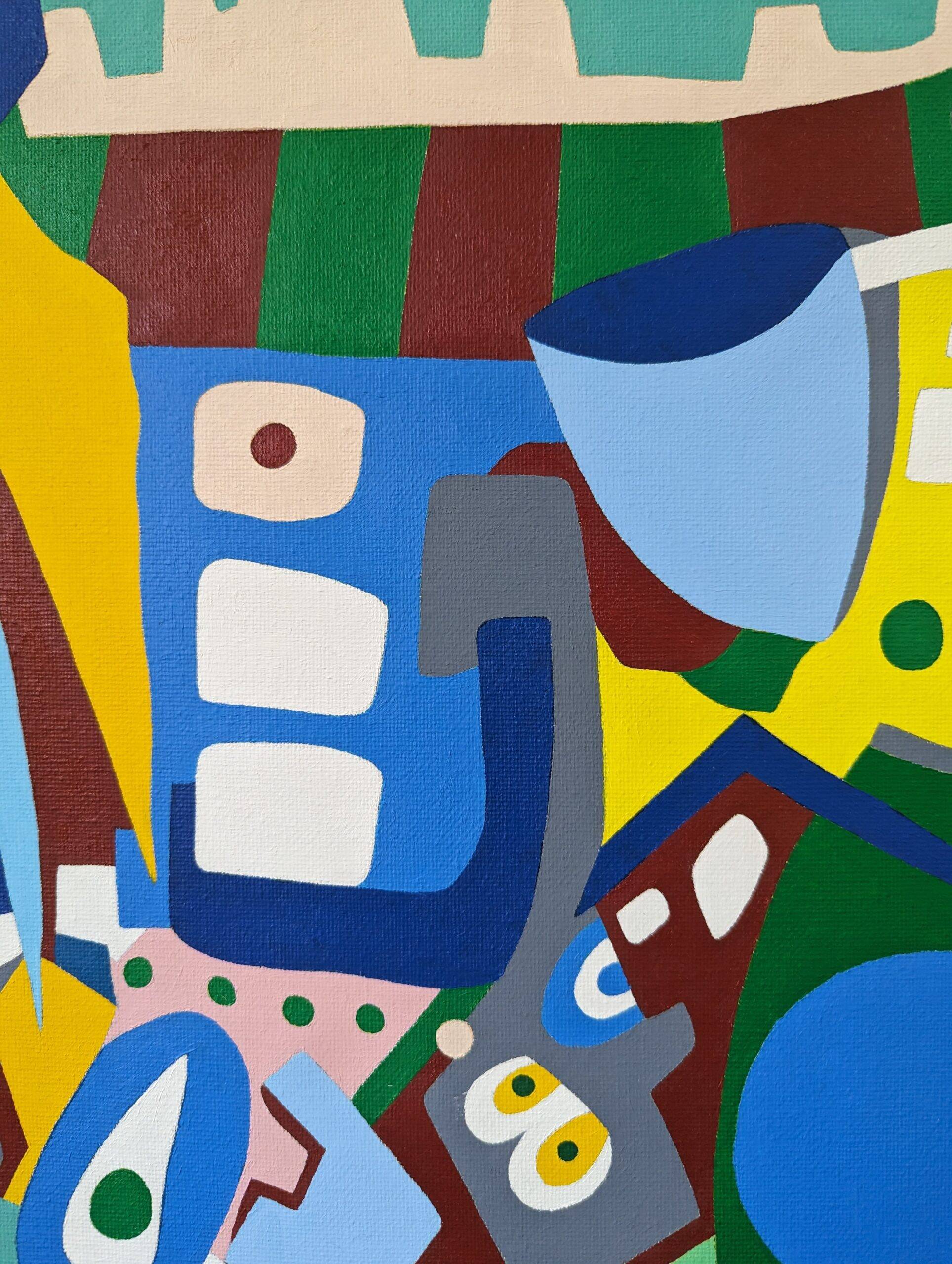 Contemporary Abstract Painting "Blue Tiger" 2023 Unframed Acrylic on Canvas