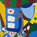 Contemporary Abstract Painting "Blue Tiger" 2023 Unframed Acrylic on Canvas