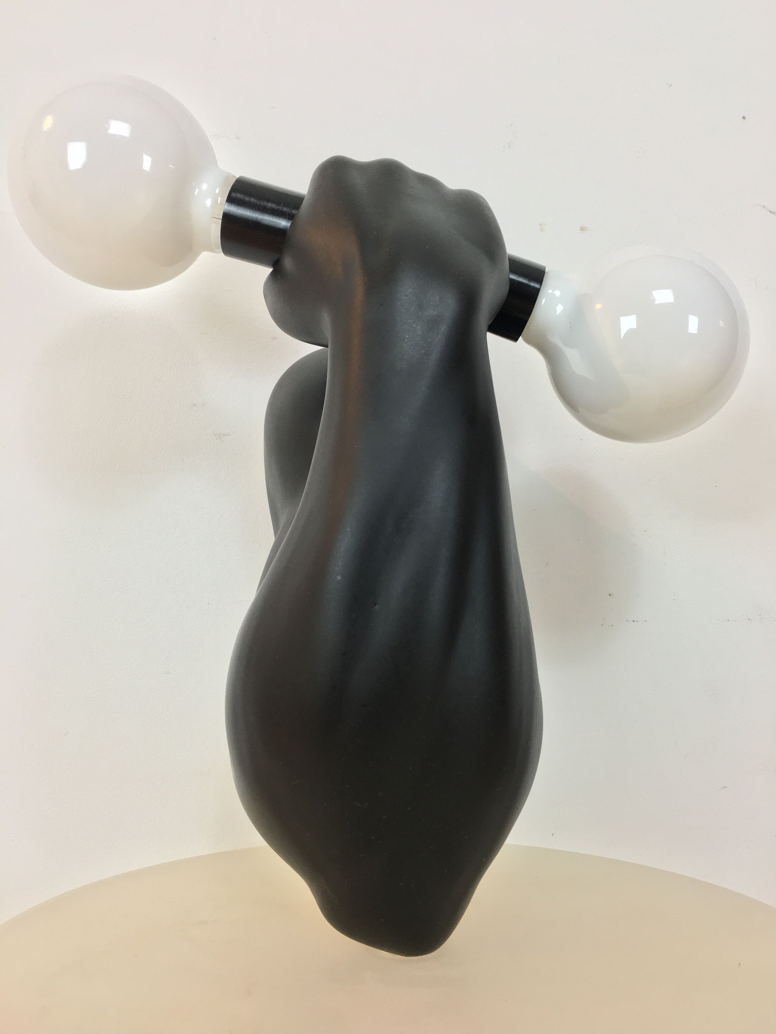 "Haltère" sconce by J.C. Peiré 1980, black ceramic