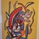 A gouache by Fernand Léger, the birds on a yellow background.