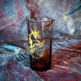 Vase en cristal à décor doré de branches et d'oiseaux, fin XIXe siècle