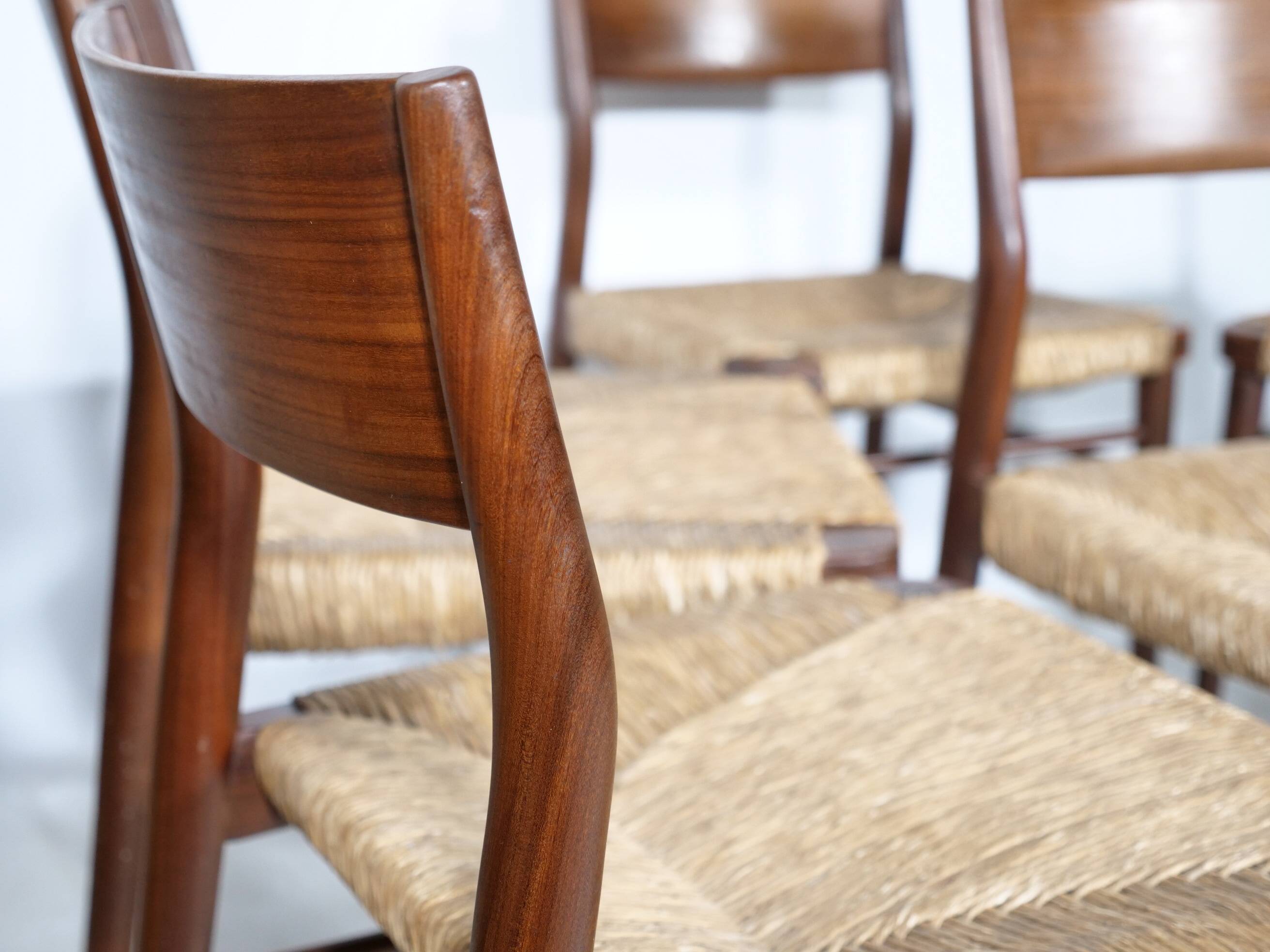 Teak Cane Chairs 351 Georg Leowald for Wilkhahn 1960s