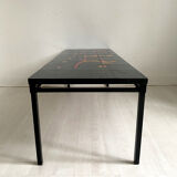 60's enamelled ceramic and metal coffee table