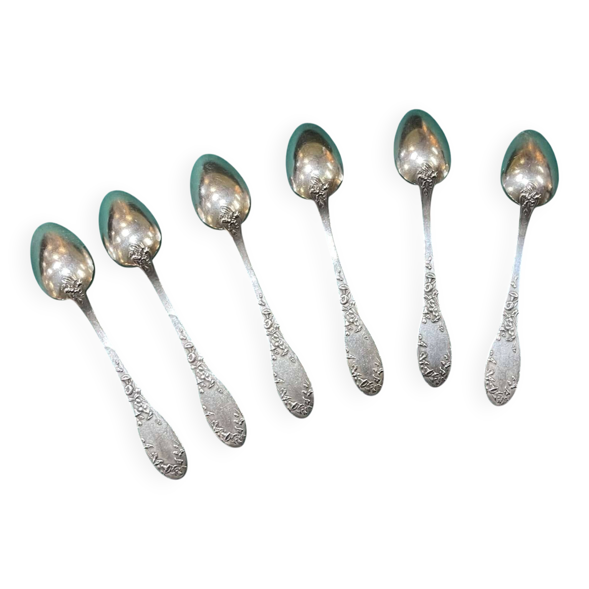 Box of 6 small Boulenger silver-plated spoons from the 1930s.