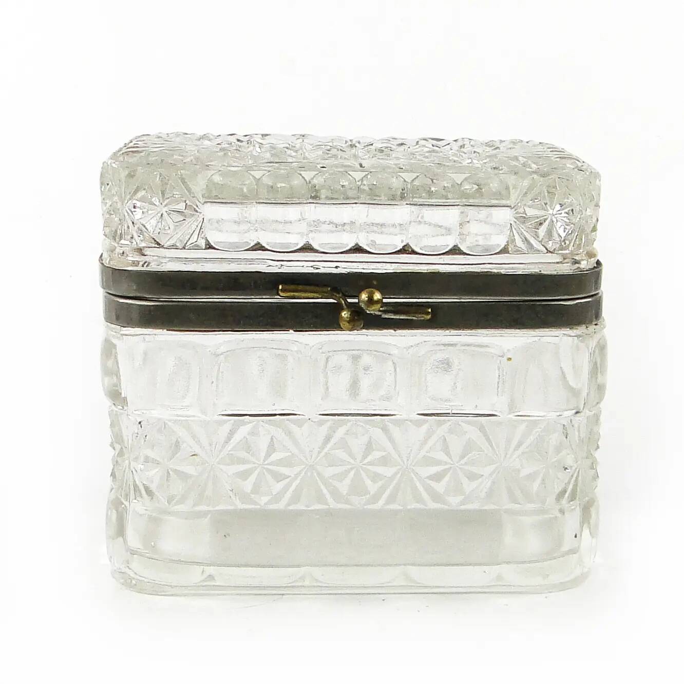 Bonbonnière Art Déco, verre pressé, HSG Ząbkowice, Pologne, années 1930