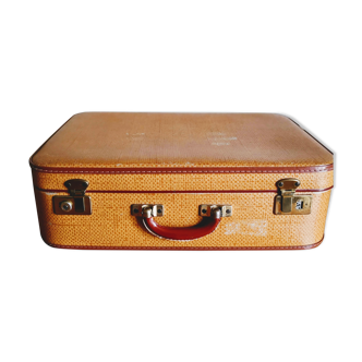 Ancienne valise jaune orangée