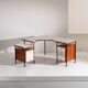 Corner Desk in Painted Metal, Wood, Formica, and Brass by Sergio Coradeschi, 1950s