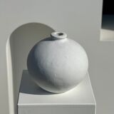 Handcrafted terracotta ball vase painted white H:24 D:26
