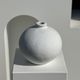 Handcrafted terracotta ball vase painted white H:24 D:26