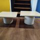 Vintage design nesting tables – lacquered wood & metal