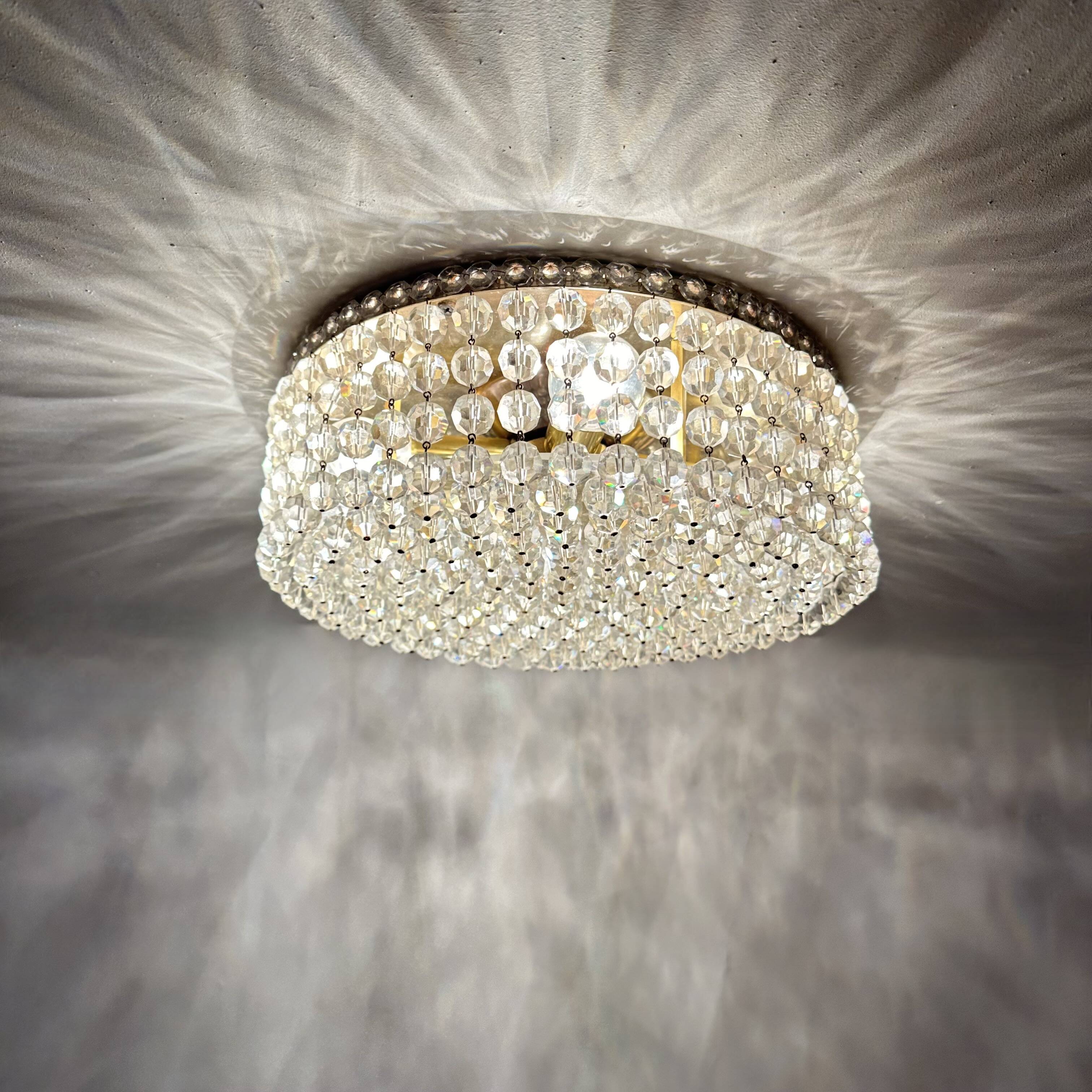 Plafonnier avec cristaux Swarovski, années 1970