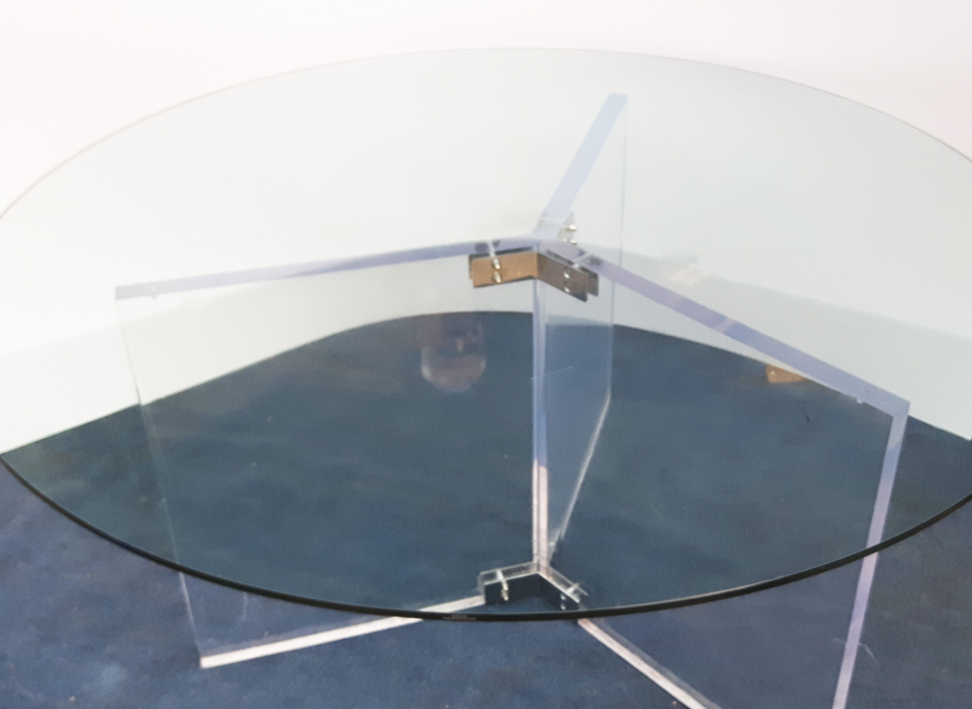 Vintage lucite & glass round dining table