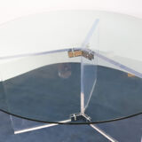 Vintage lucite & glass round dining table