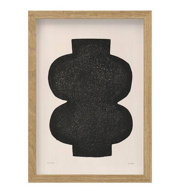 Collection of 4 black abstract paintings signed Eawy.