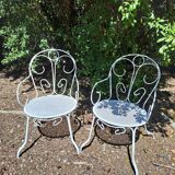 Paire de fauteuil en fer blanc ancien