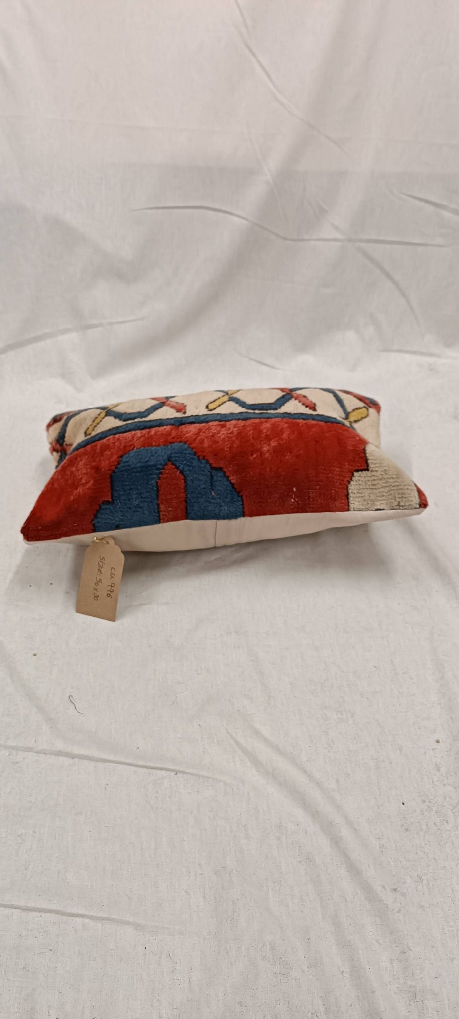 Housse de coussin vintage en tapis à poils longs, motif géométrique turc, 30 x 50 cm