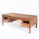 Large vintage two-seater desk. Solid chestnut wood. Restored. France, 1940s