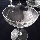 8 old glass champagne glasses