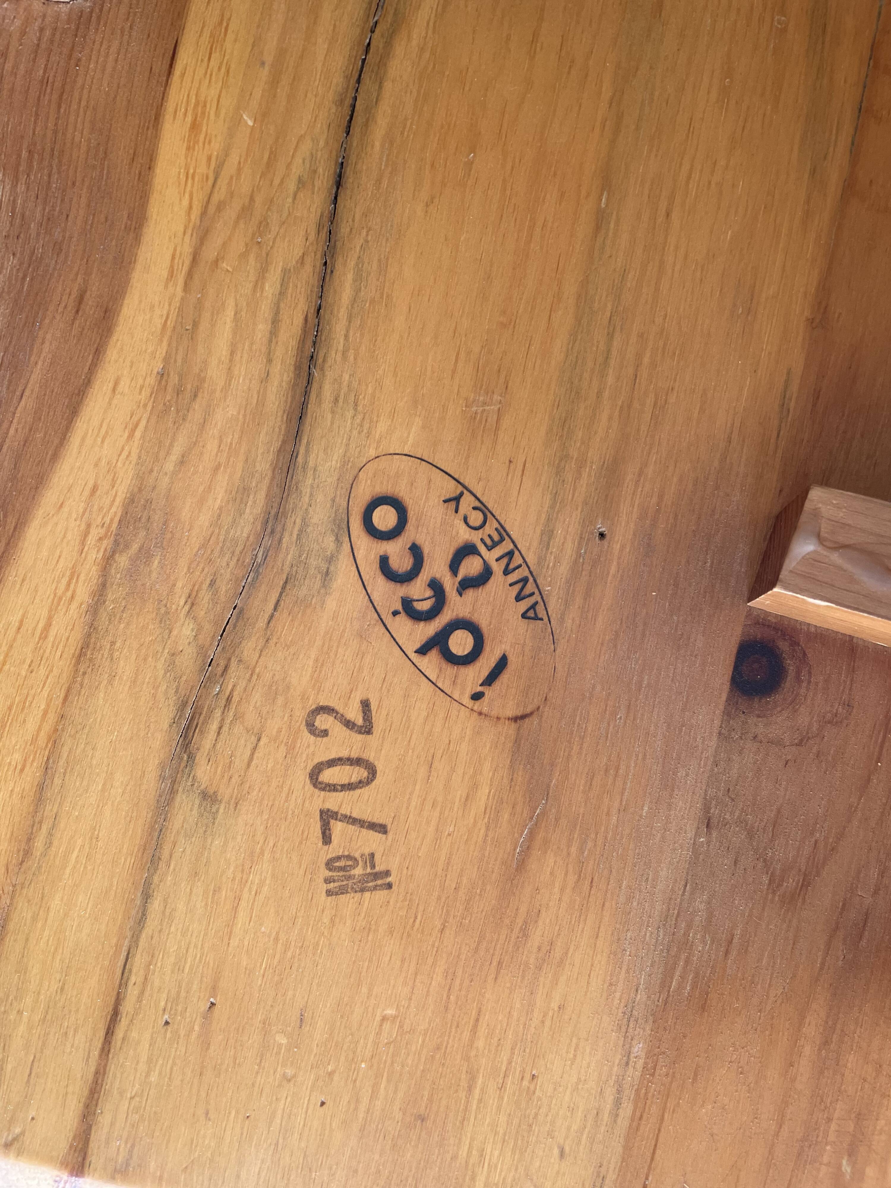 6 vintage Chairs Cembro pine Brutalist style circa 1975 Idcco Annecy