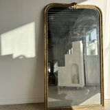 Large gilded mirror 19th century rounded corners mercury glass Louis XVI style