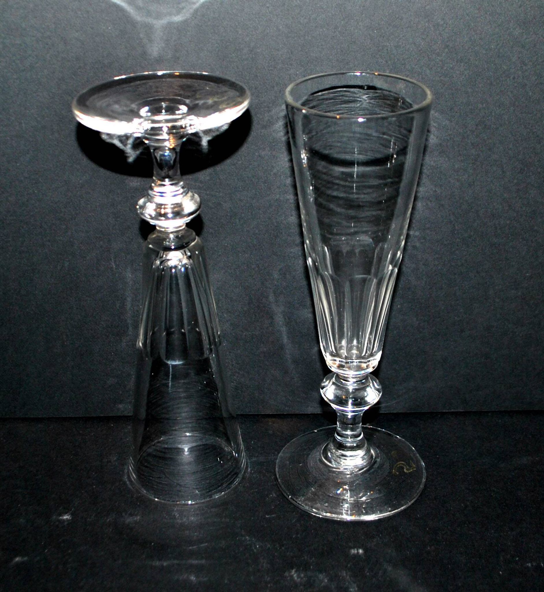 Set of 2 antique cut crystal champagne flutes from Baccarat 1900