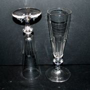 Set of 2 antique cut crystal champagne flutes from Baccarat 1900