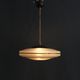 Beige Art Deco Pendant Light with Golden Radial Stripes and Brass Profile, 1930-1940
