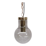 Smoked mid-century glass and brass pendant light by raak