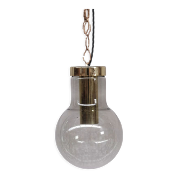 Smoked mid-century glass and brass pendant light by raak